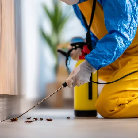 Photo d'un professionnel faisant un traitement cafards