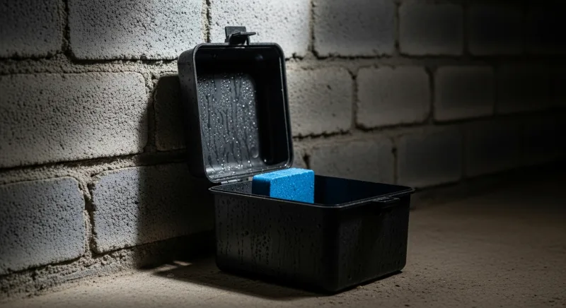 Bloc de raticide professionnel placé dans une boîte d'appâtage sécurisée contre les rats