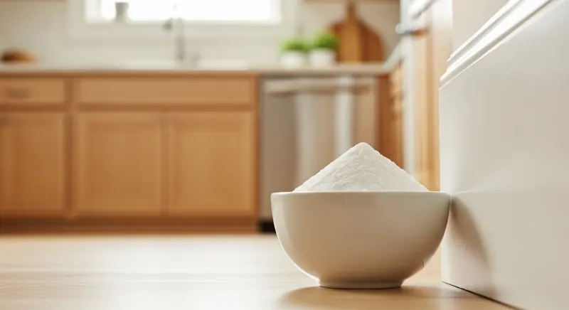 Mélange de bicarbonate de soude et sucre dans une coupelle pour éloigner les souris naturellement