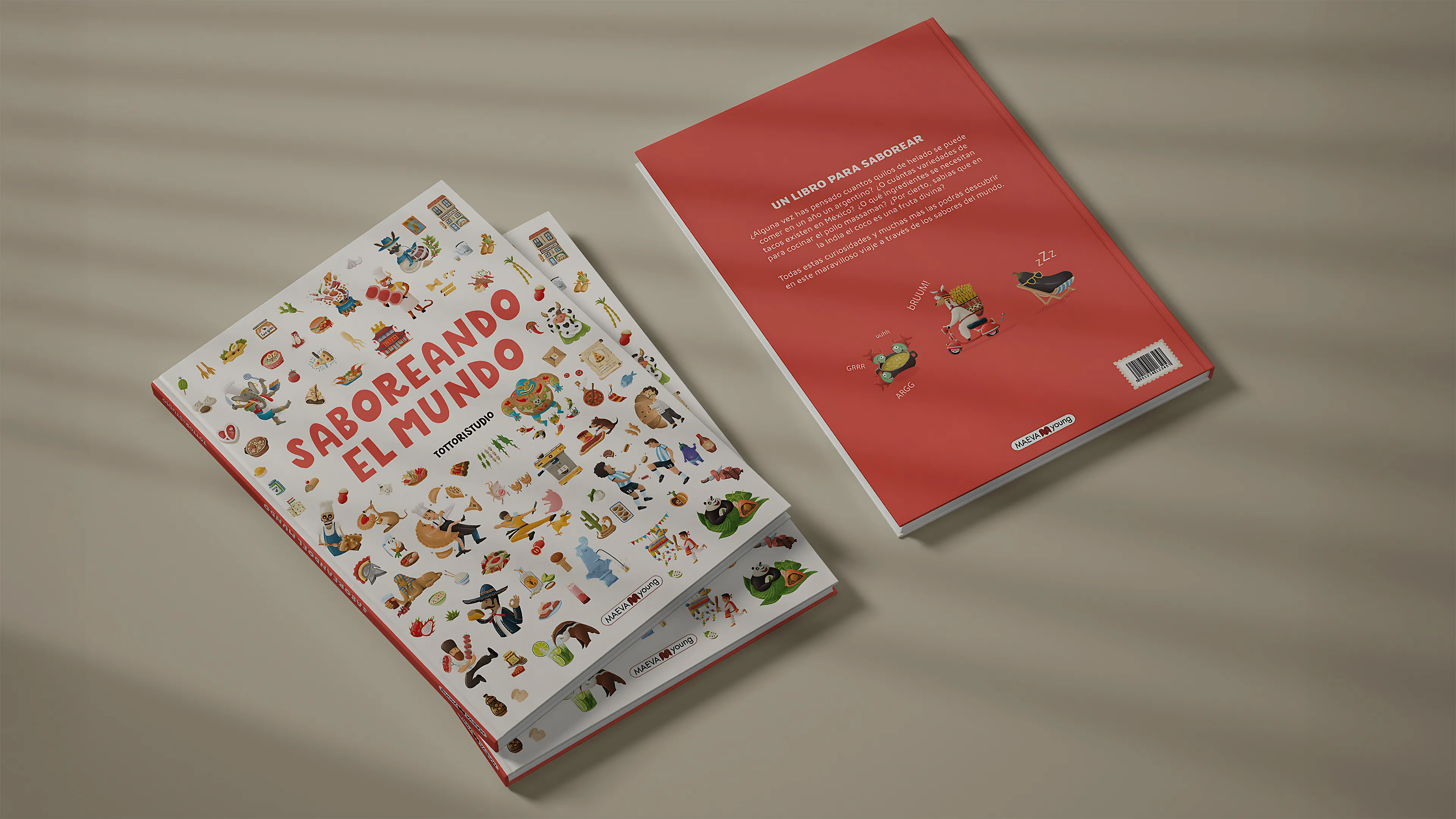 Portada del libro Saboreando el mundo diseñada por ilustradores en Barcelona
