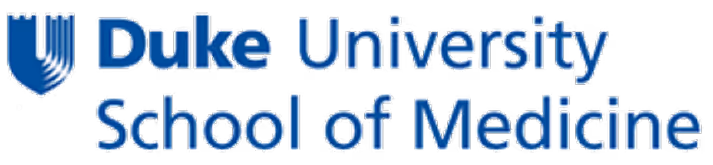 Duke University School of Medicine logo with a blue shield emblem and text.