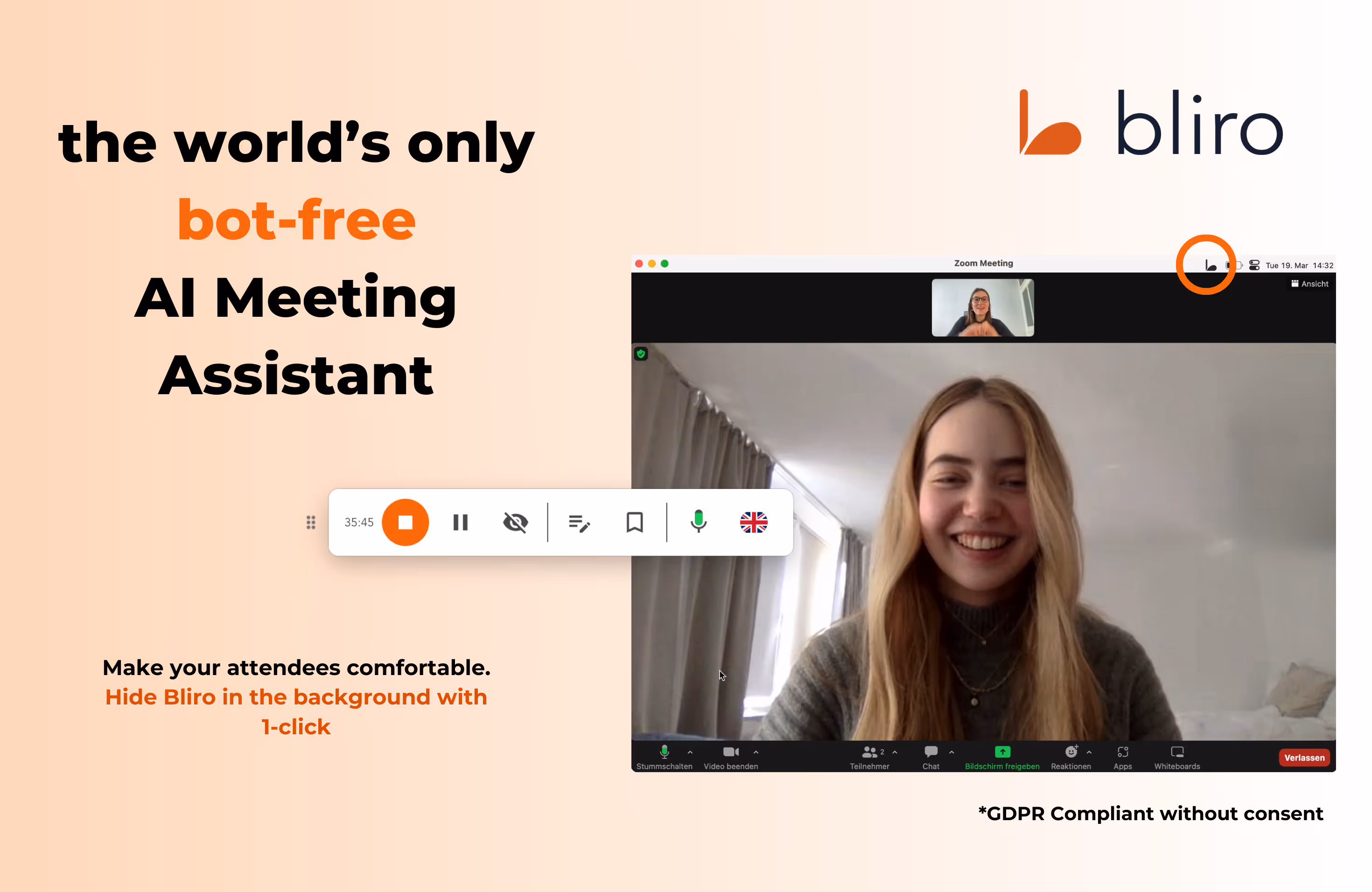 bliro is the only tool on the market which transcribes meetings WITHOUT BOTS.