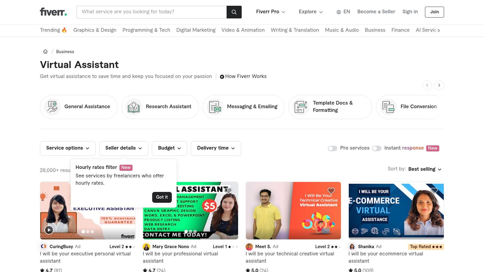 Fiverr – Virtual Assistant Services