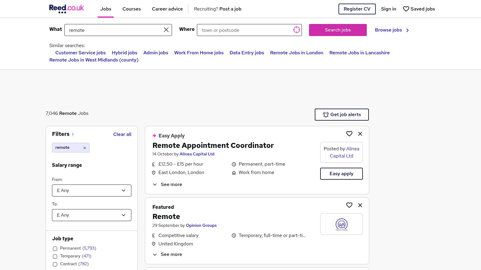 Reed.co.uk (Remote Jobs)