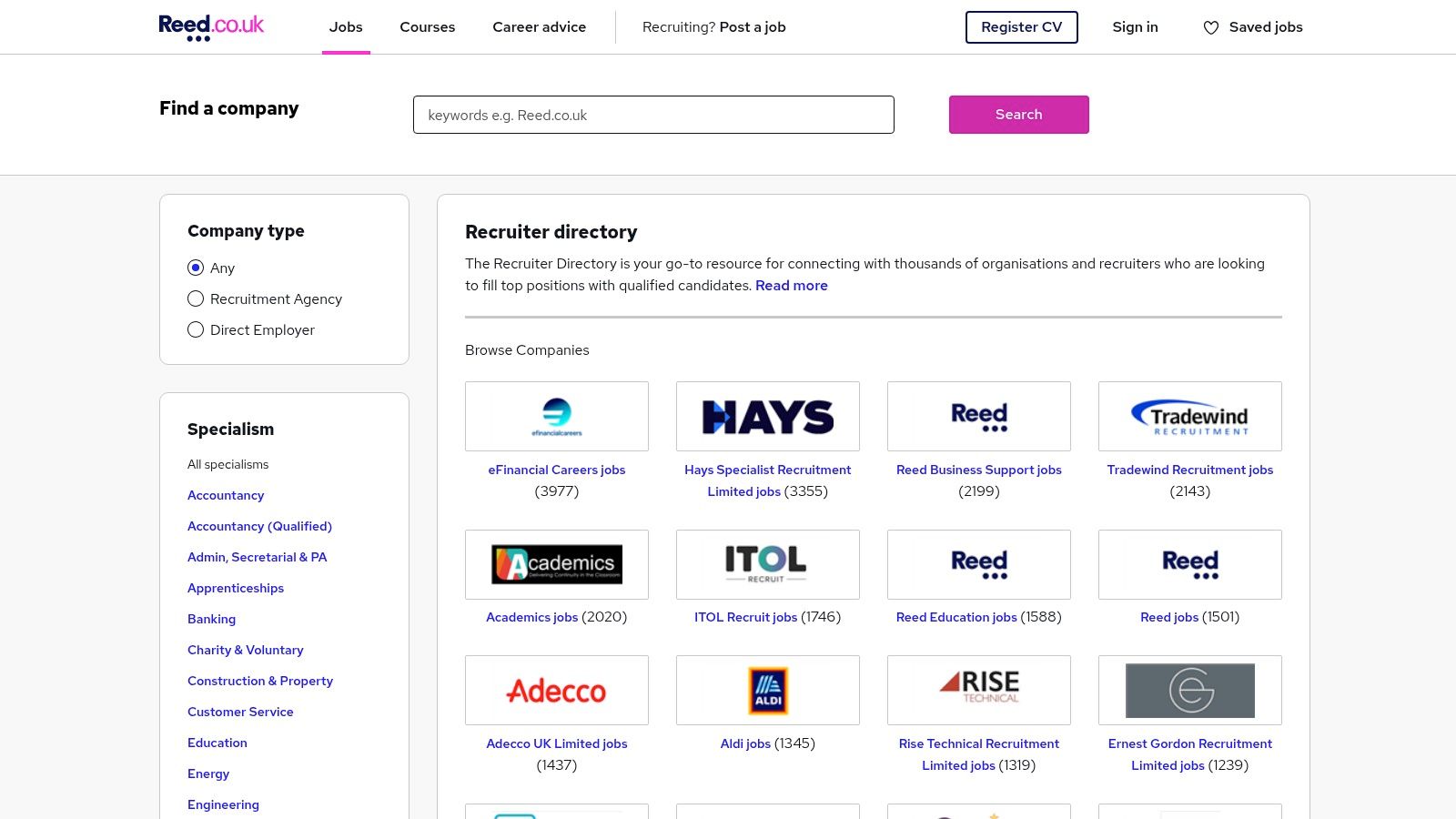 Reed.co.uk Recruiter Directory
