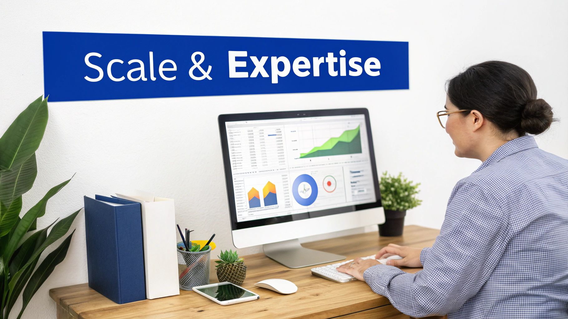 A group of professionals in a modern office, showcasing a productive outsourced team.