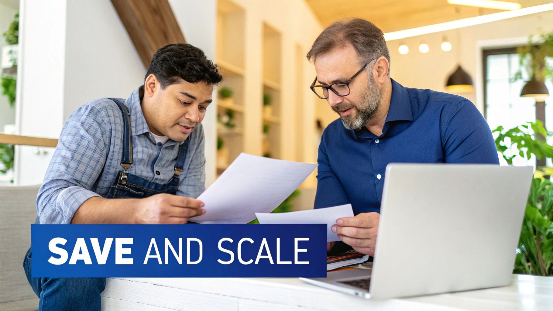 A group of professionals working in a modern office, symbolising an outsourced finance team collaborating.