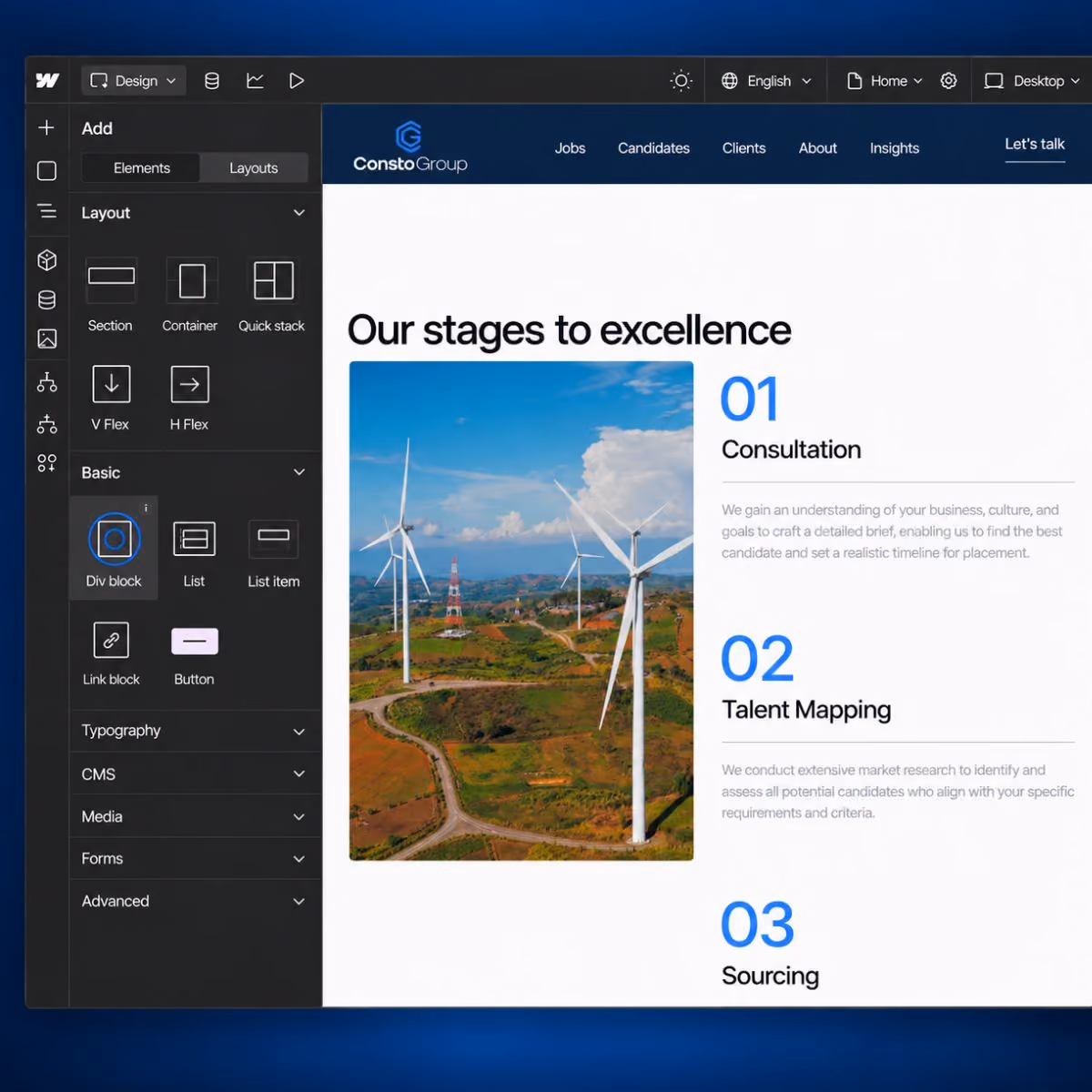 Consto Group website shown on desktop and mobile devices.