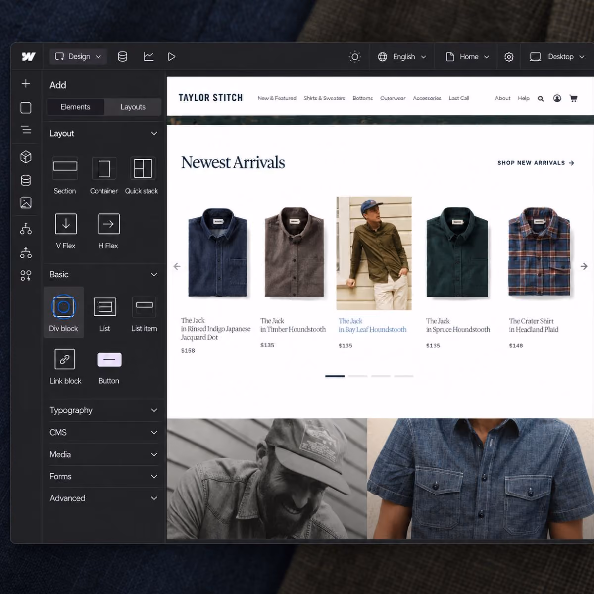 Taylor Stitch website shown on desktop and mobile devices.