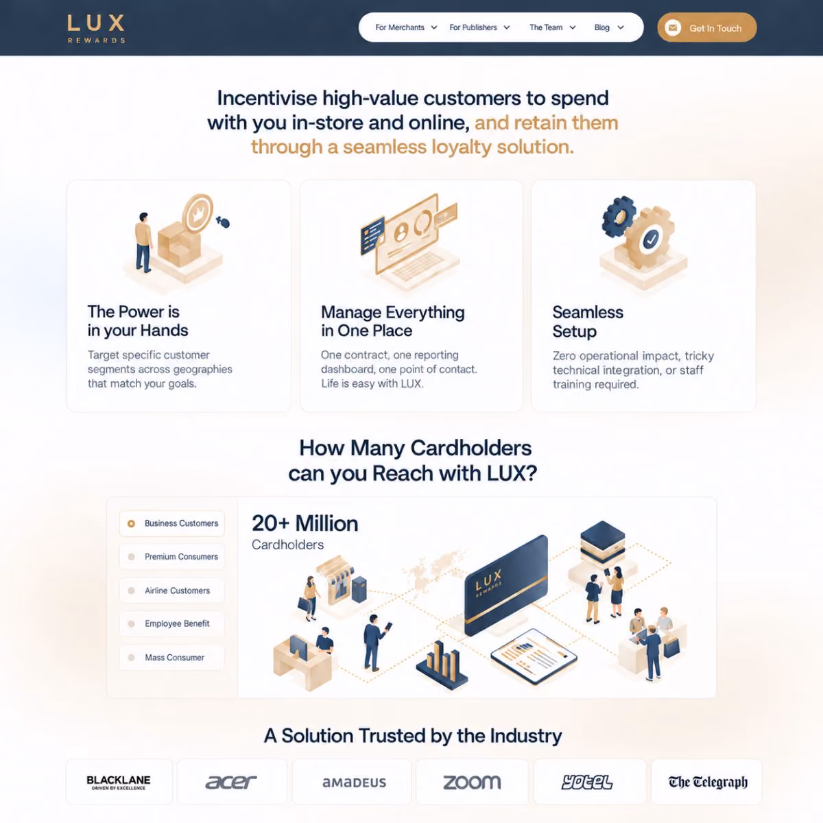LUX Rewards website shown on desktop and mobile devices.
