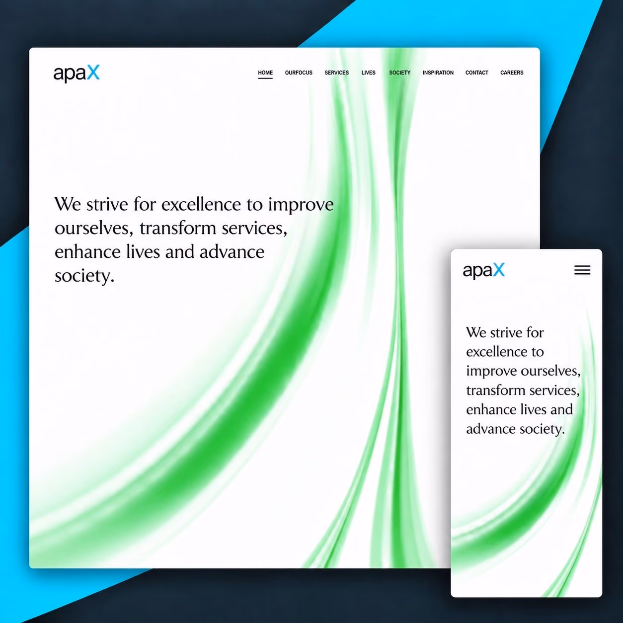 Apax website shown on desktop and mobile devices.