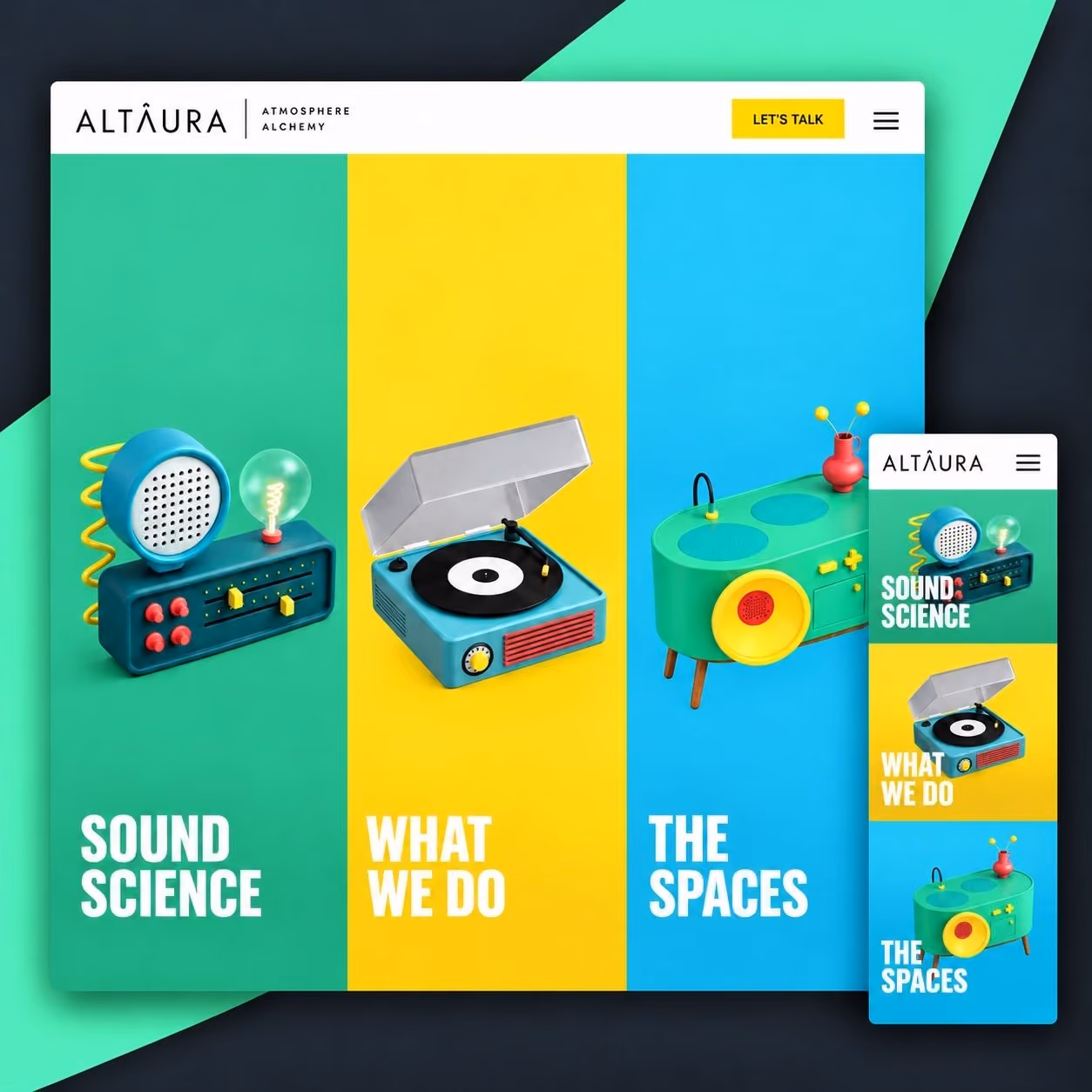 Altaura website shown on desktop and mobile devices.