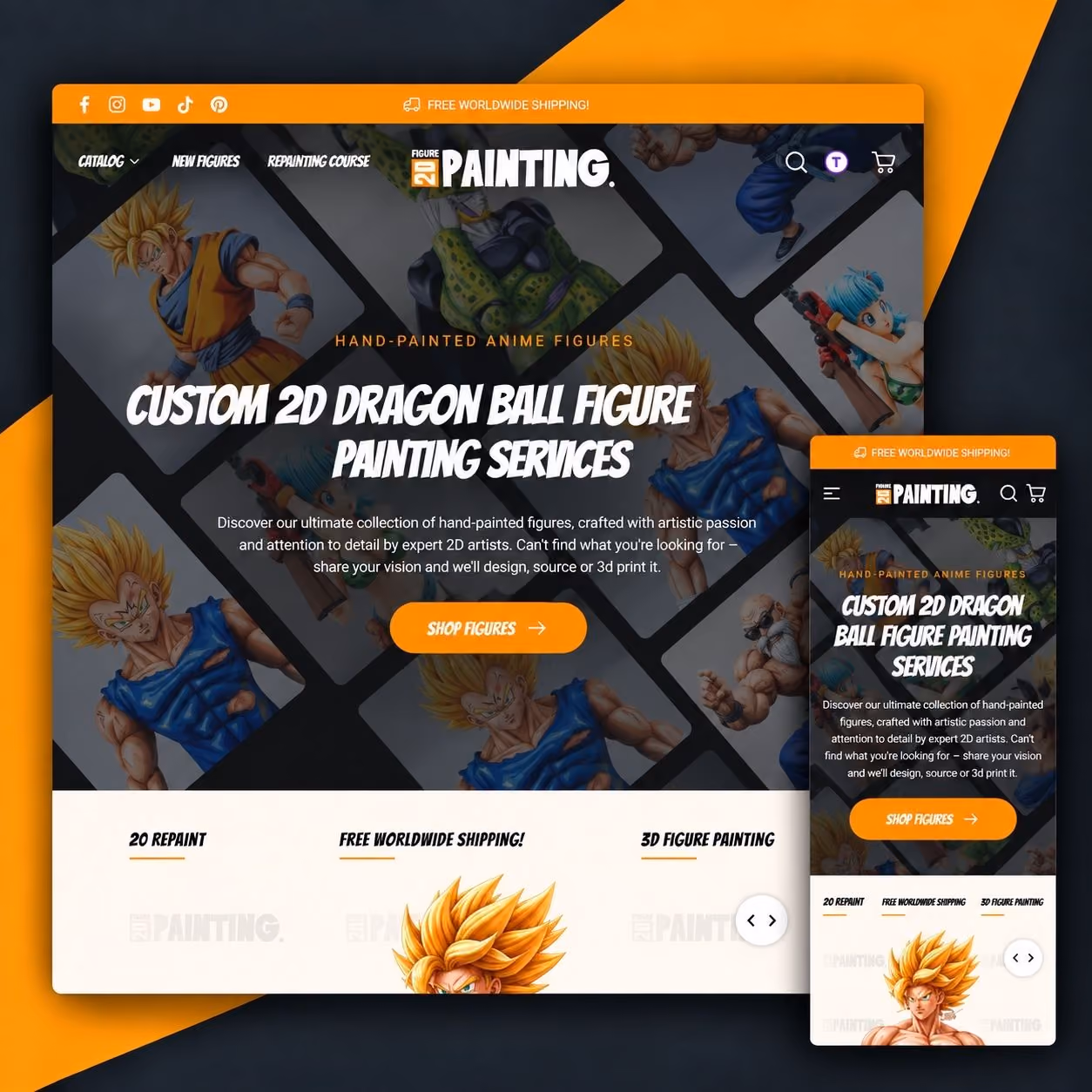 2D Figure Painting website shown on desktop and mobile devices.