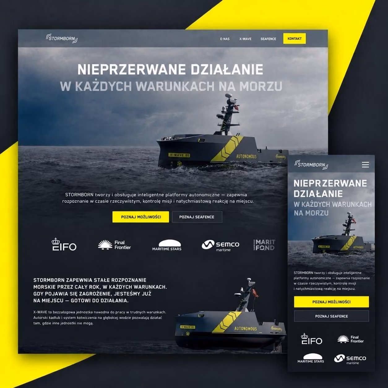 Strona Stormborn — widok desktop i mobile.