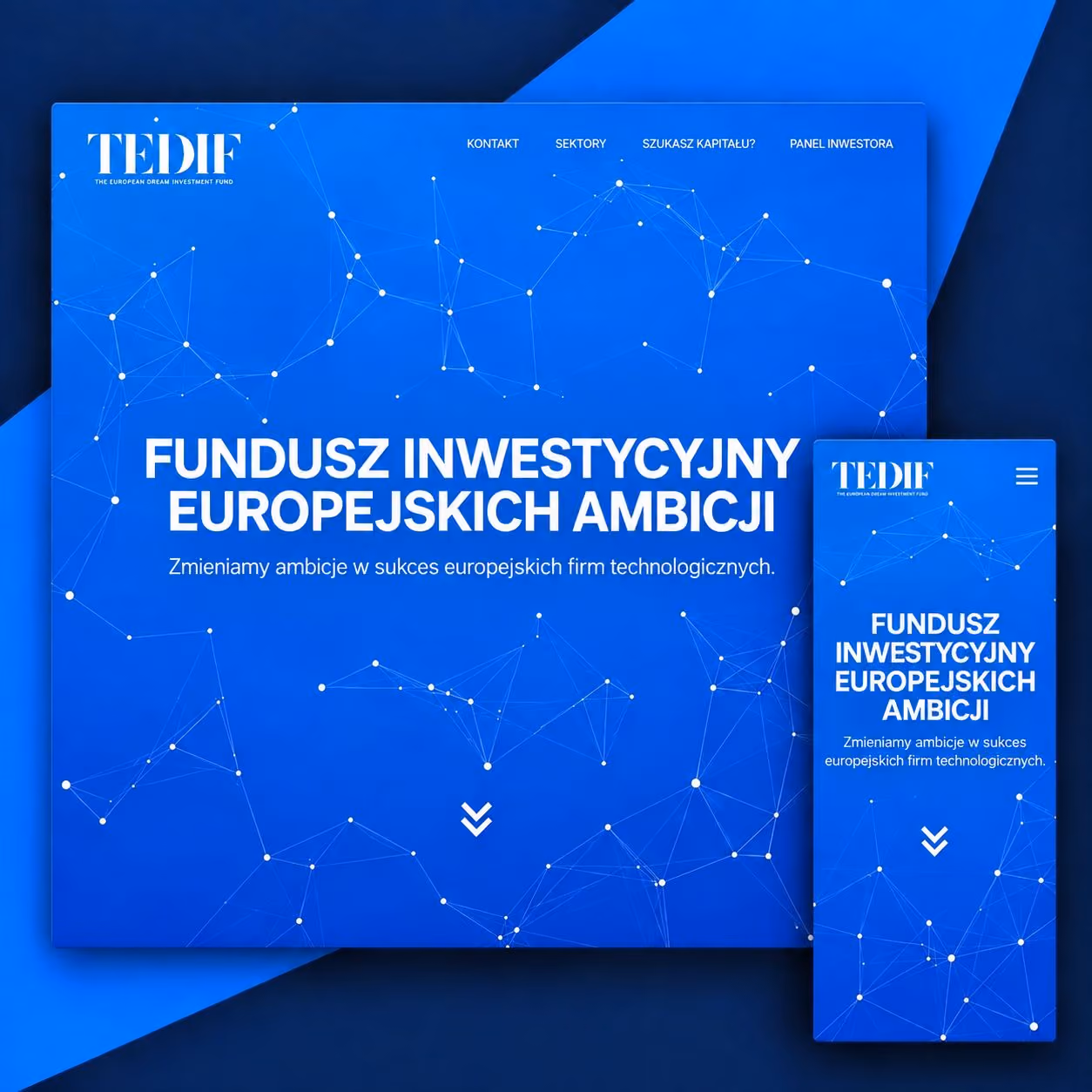 Strona Tedif — widok desktop i mobile.