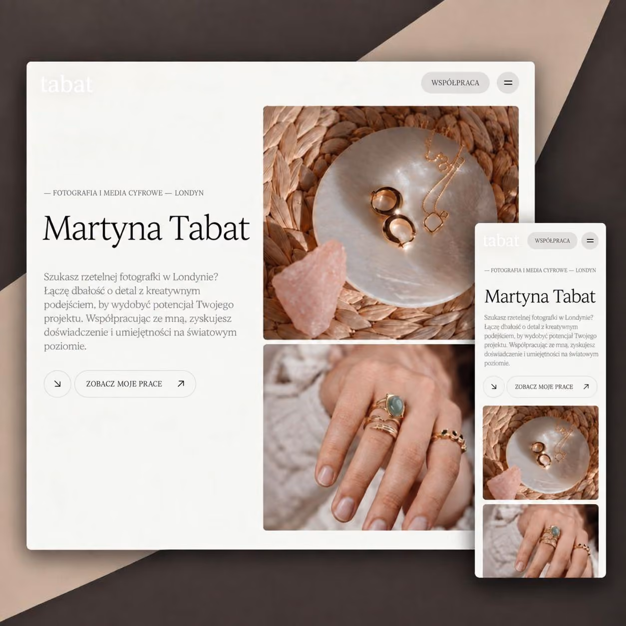 Strona Tabat — widok desktop i mobile.