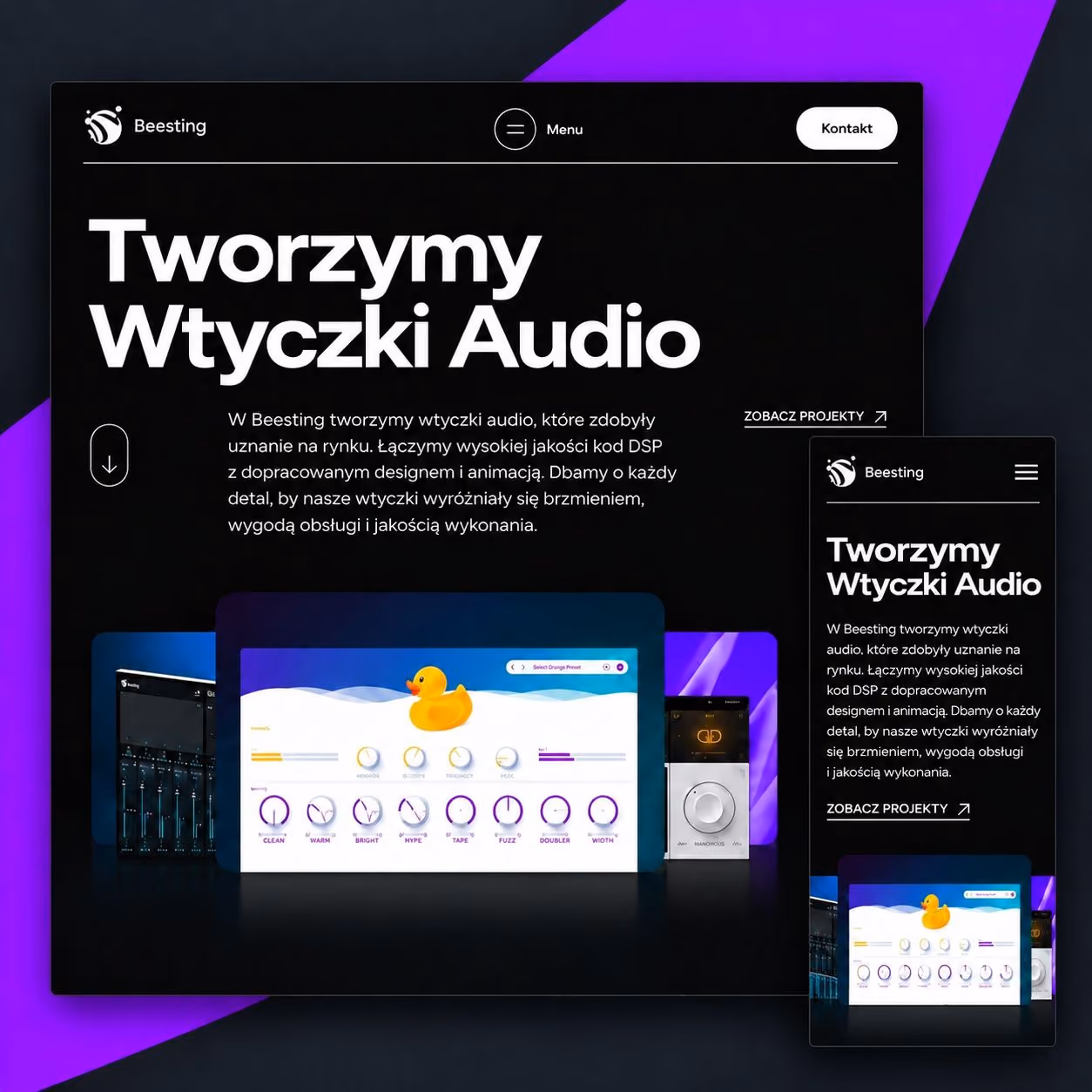 Strona Beesting — widok desktop i mobile.