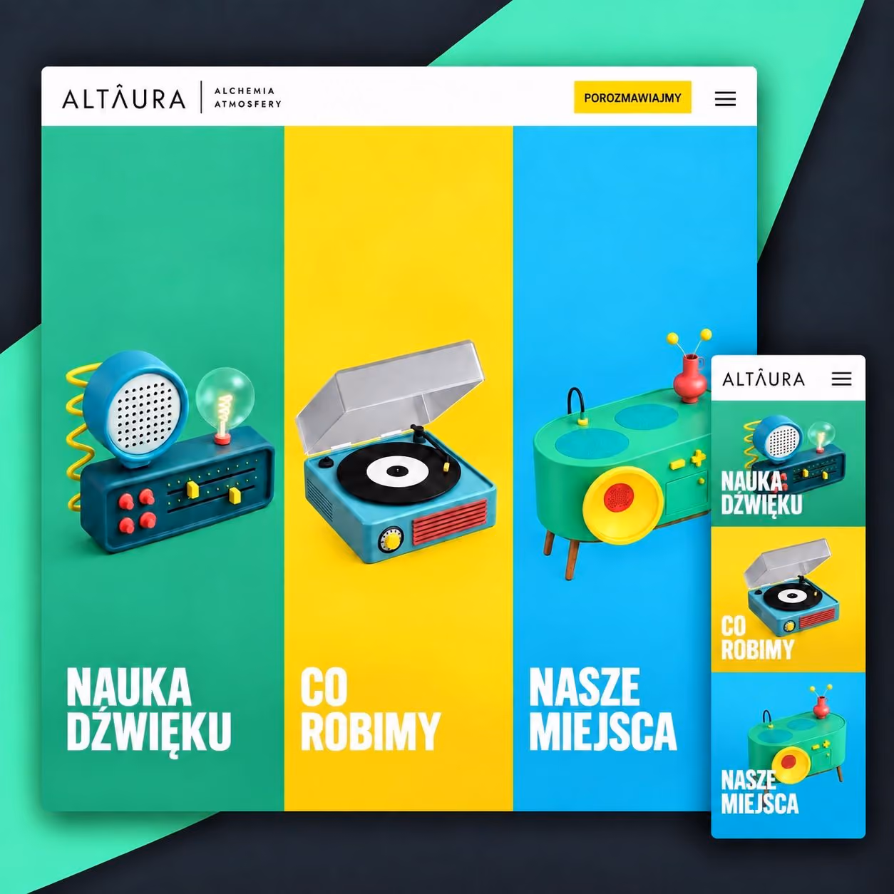Strona Altaura — widok desktop i mobile.