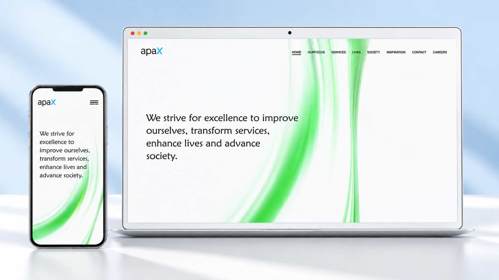 Apax website shown on desktop and mobile devices.