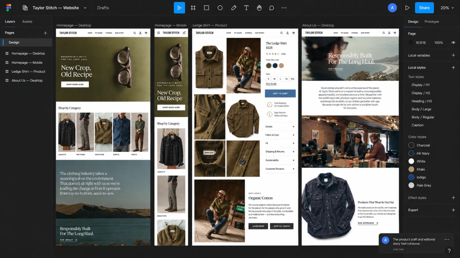 Taylor Stitch website shown on desktop and mobile devices.