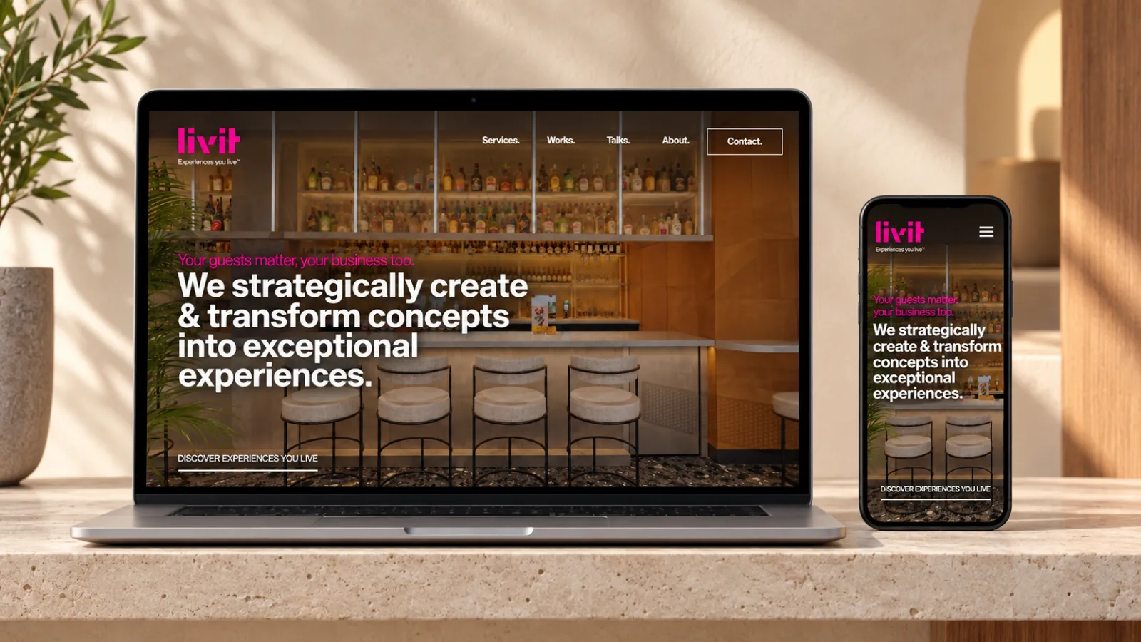 Livit.Design website shown on desktop and mobile devices.
