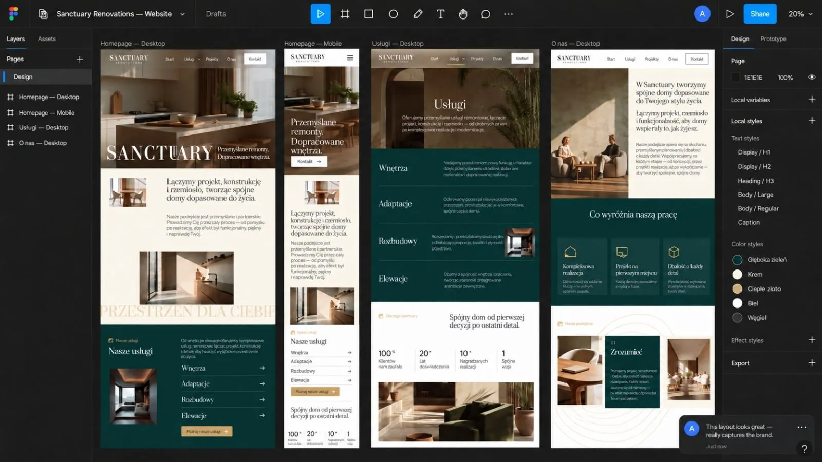 Strona Sanctuary — widok desktop i mobile.