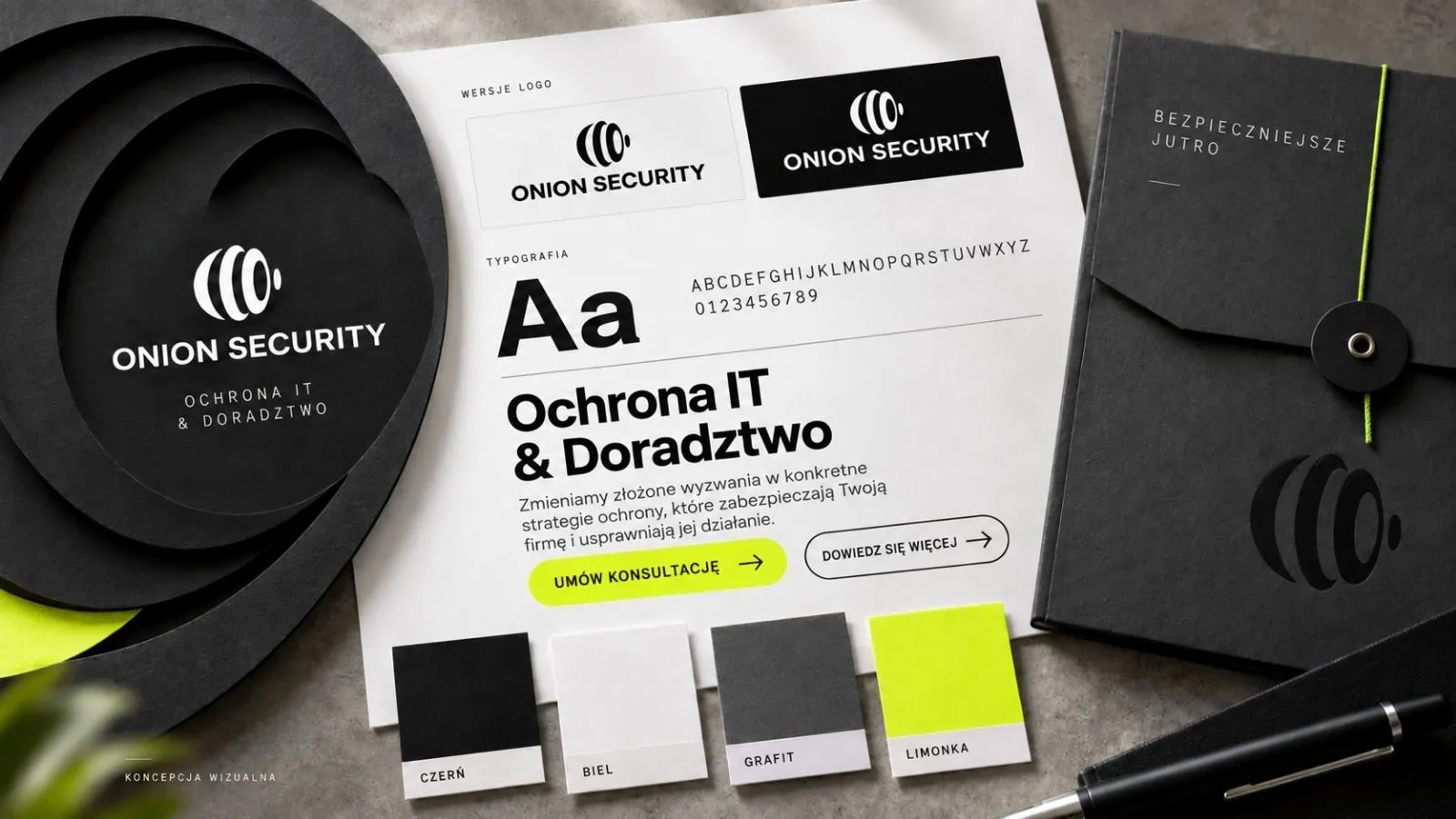 Strona Onion Security — widok desktop i mobile.