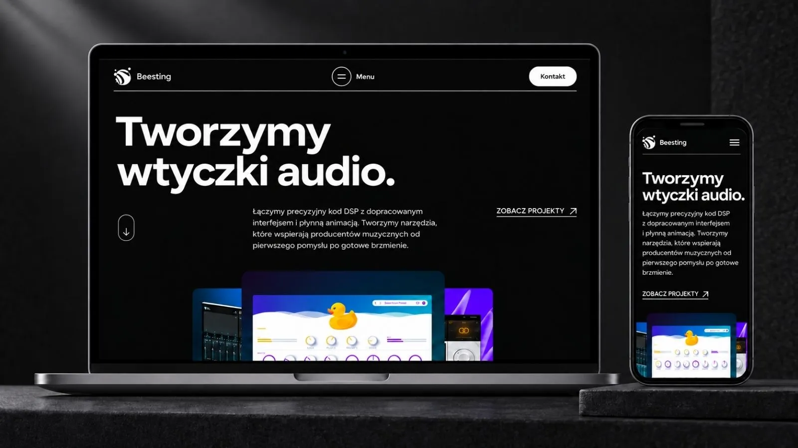 Strona Beesting — widok desktop i mobile.