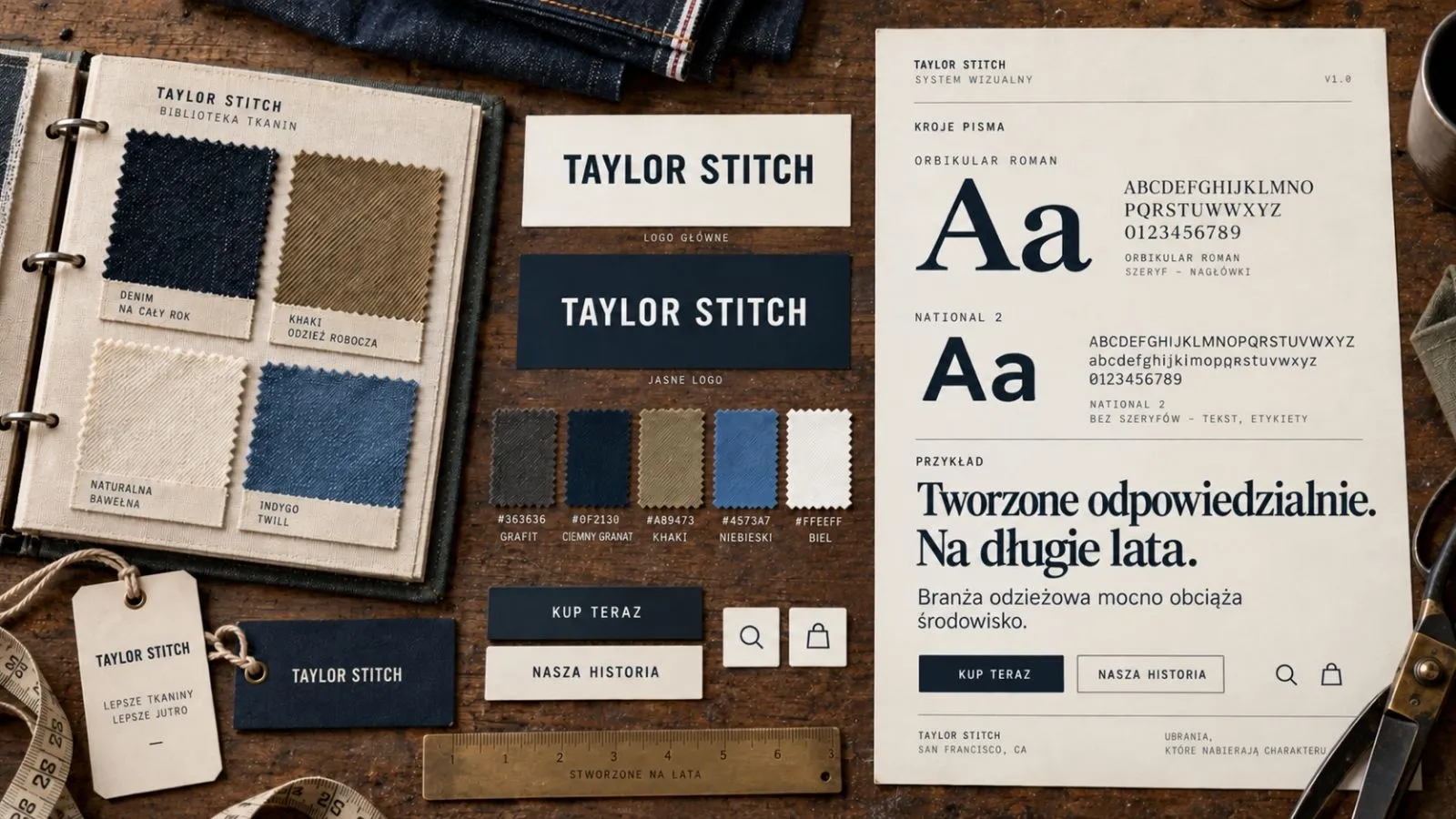 Strona Taylor Stitch — widok desktop i mobile.