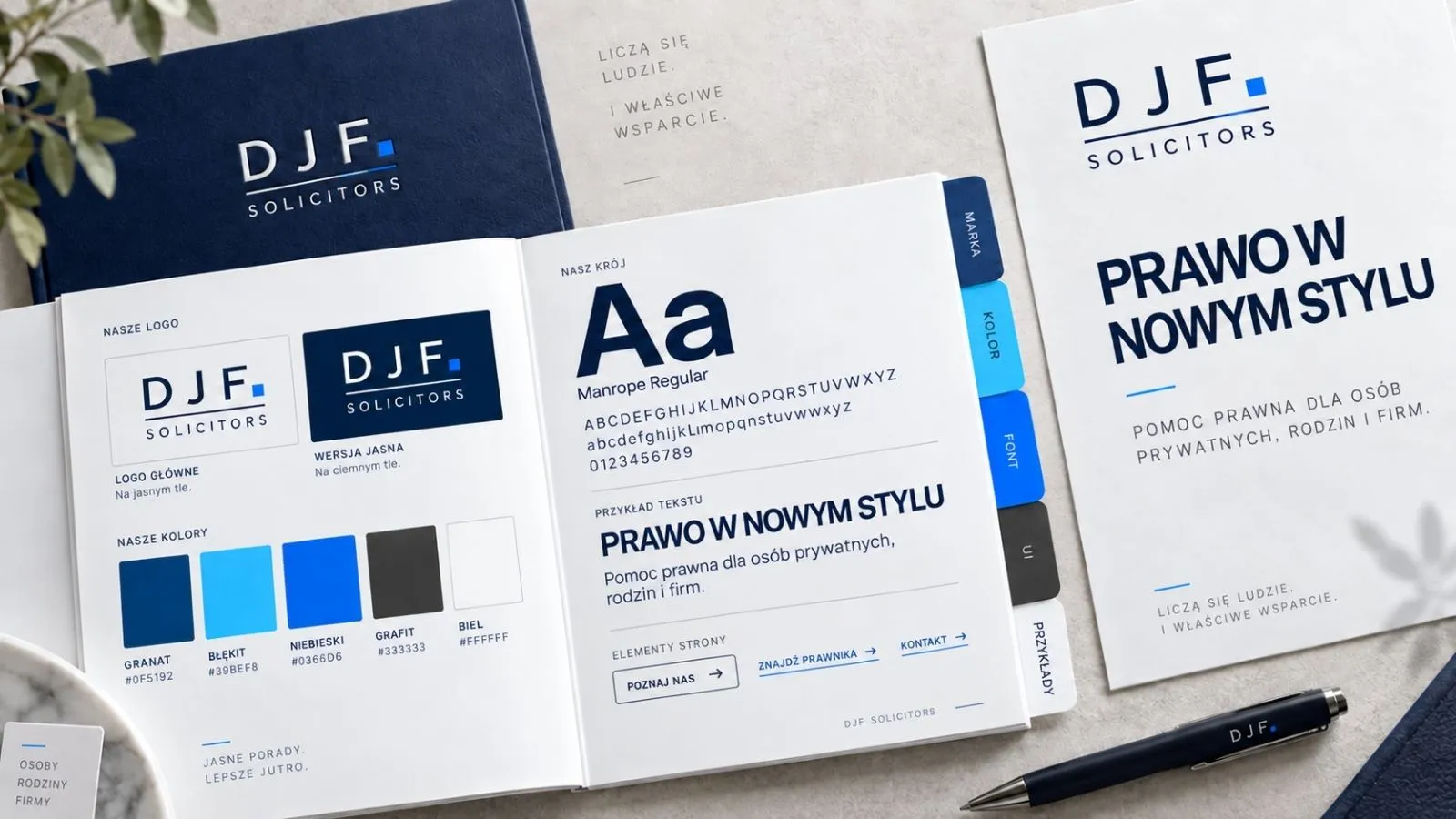 Strona DJF Solicitors — widok desktop i mobile.
