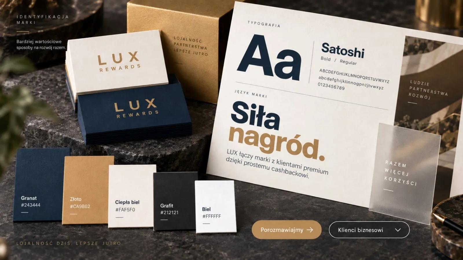 Strona LUX Rewards — widok desktop i mobile.