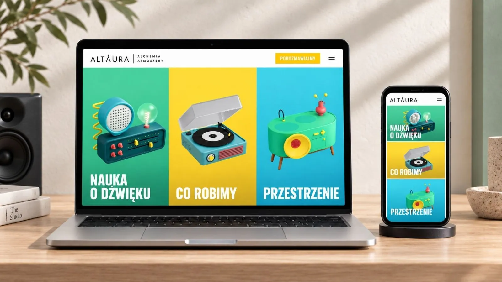 Strona Altaura — widok desktop i mobile.