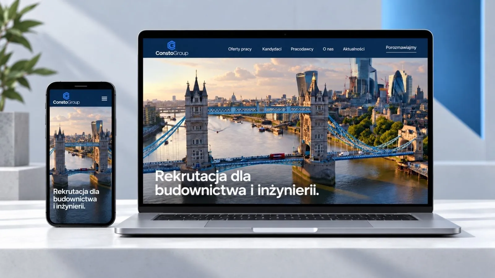 Strona Consto Group — widok desktop i mobile.