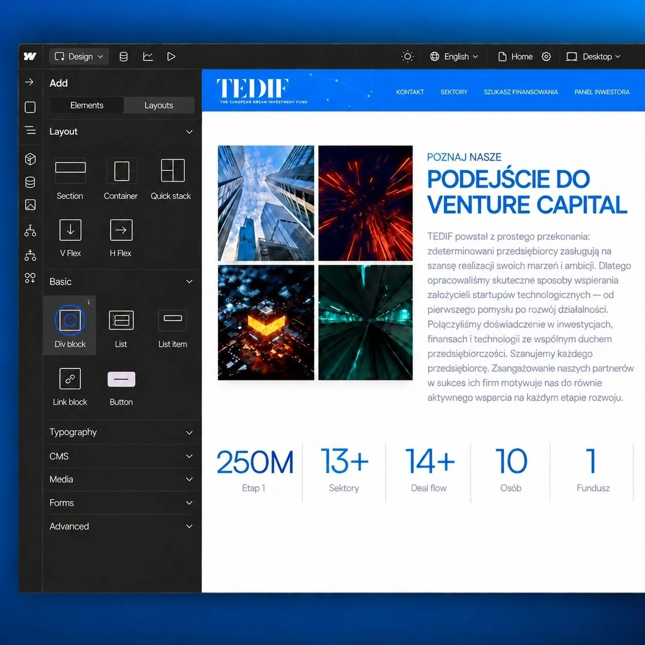 Strona Tedif — widok desktop i mobile.