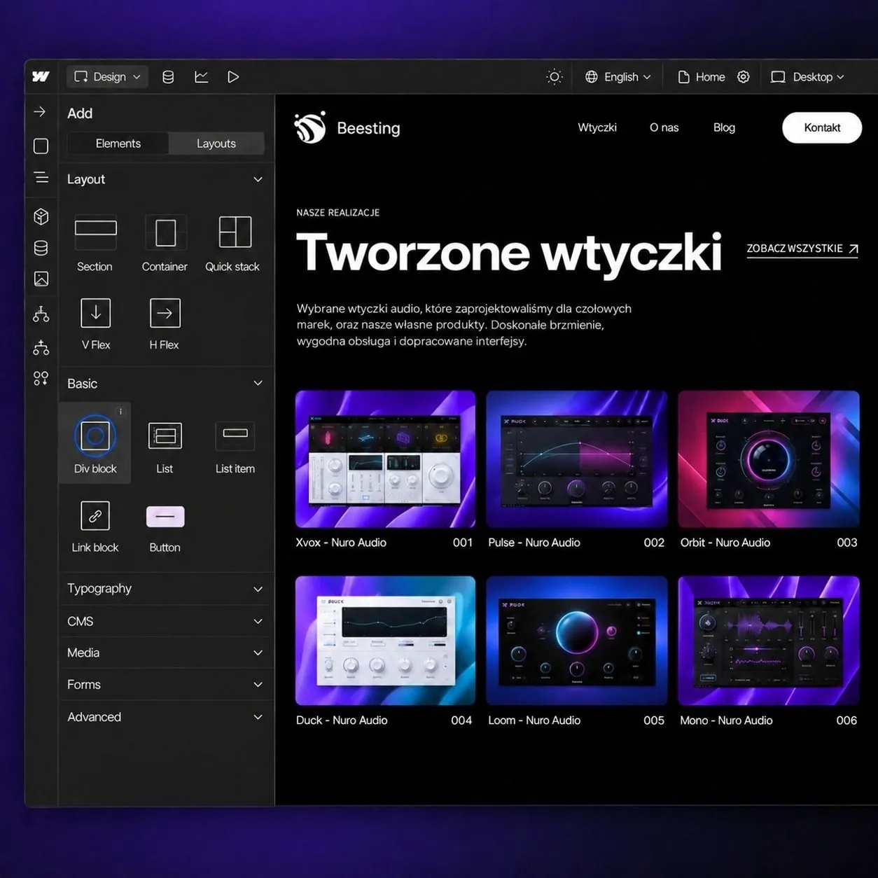 Strona Beesting — widok desktop i mobile.
