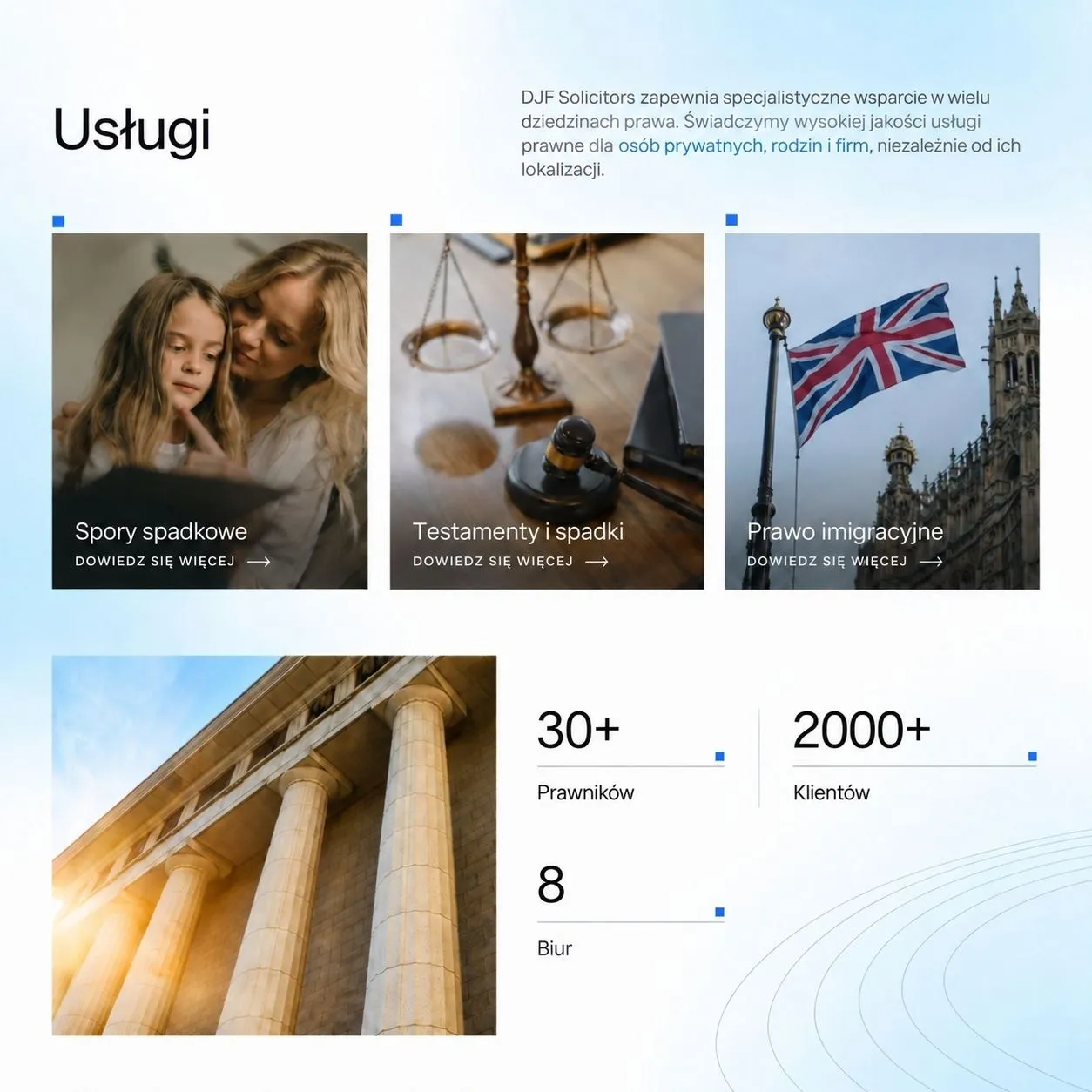 Strona DJF Solicitors — widok desktop i mobile.