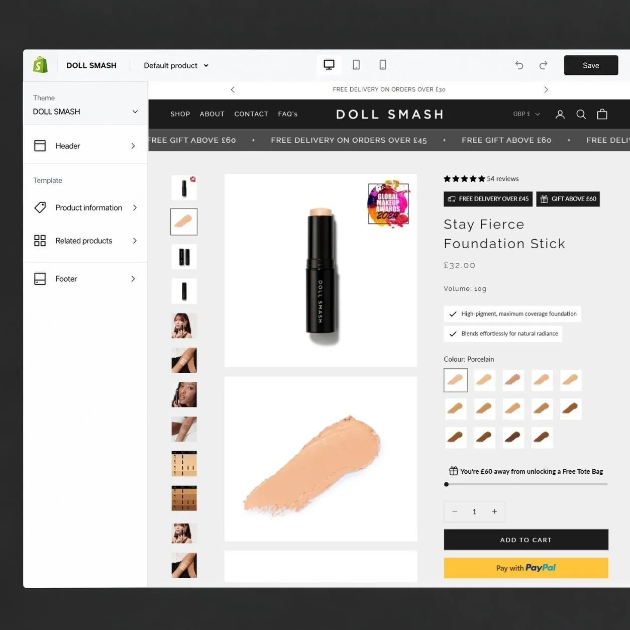 Strona Doll Smash — widok desktop i mobile.
