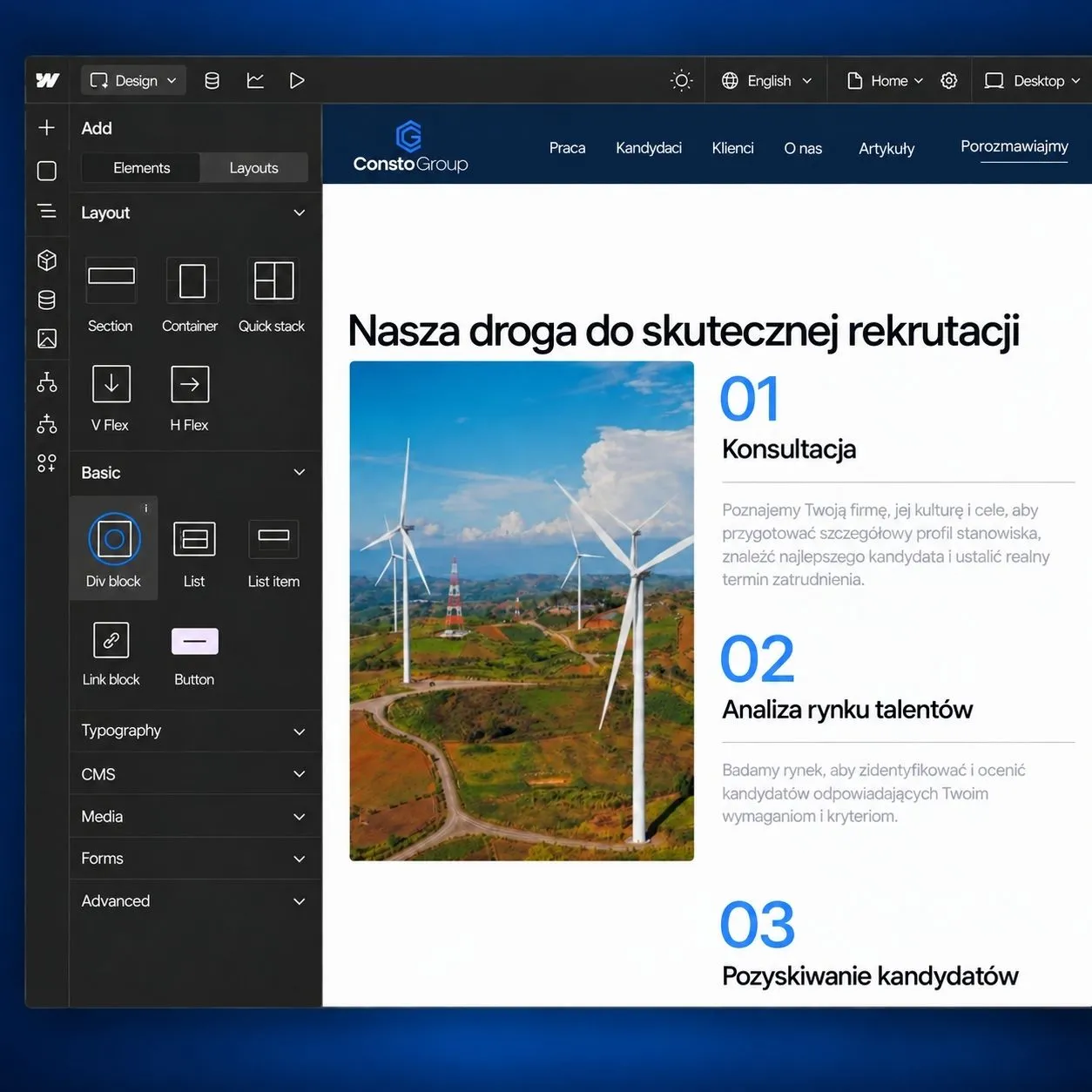 Strona Consto Group — widok desktop i mobile.
