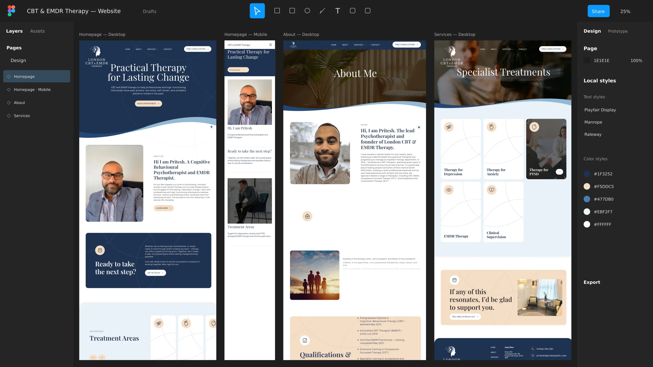 CBT & EMDR Therapy website shown on desktop and mobile devices.