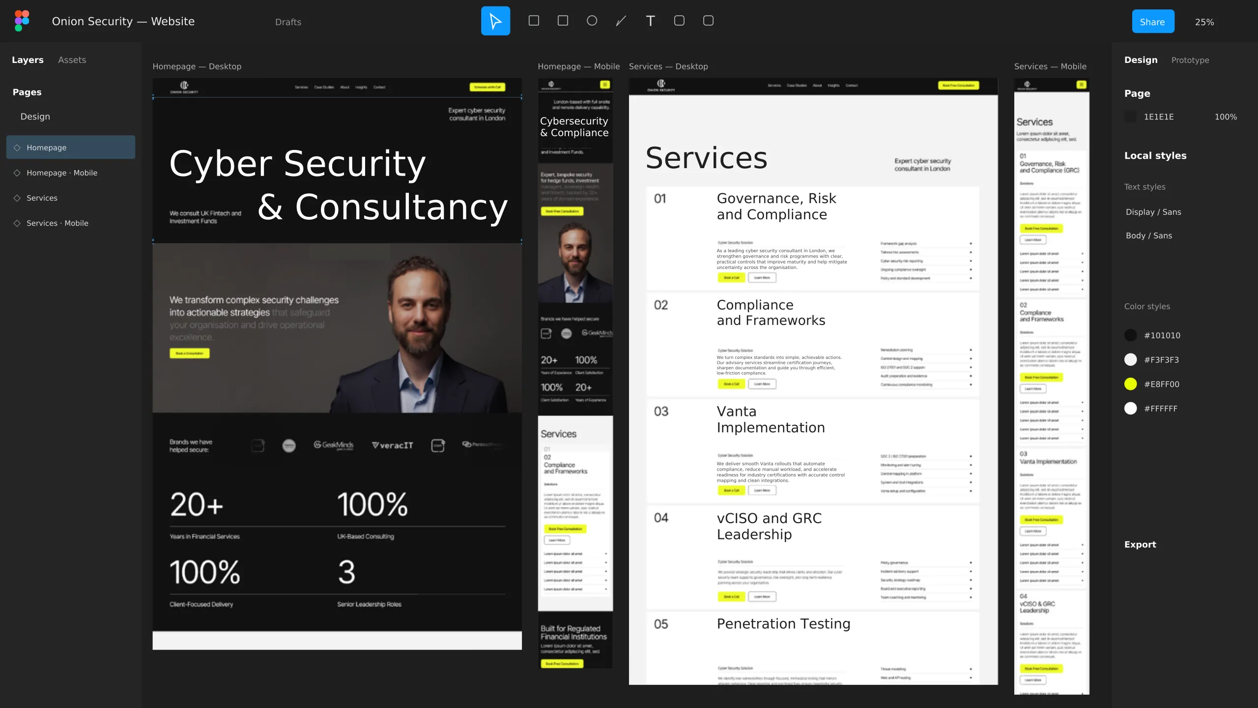 Onion Security website shown on desktop and mobile devices.