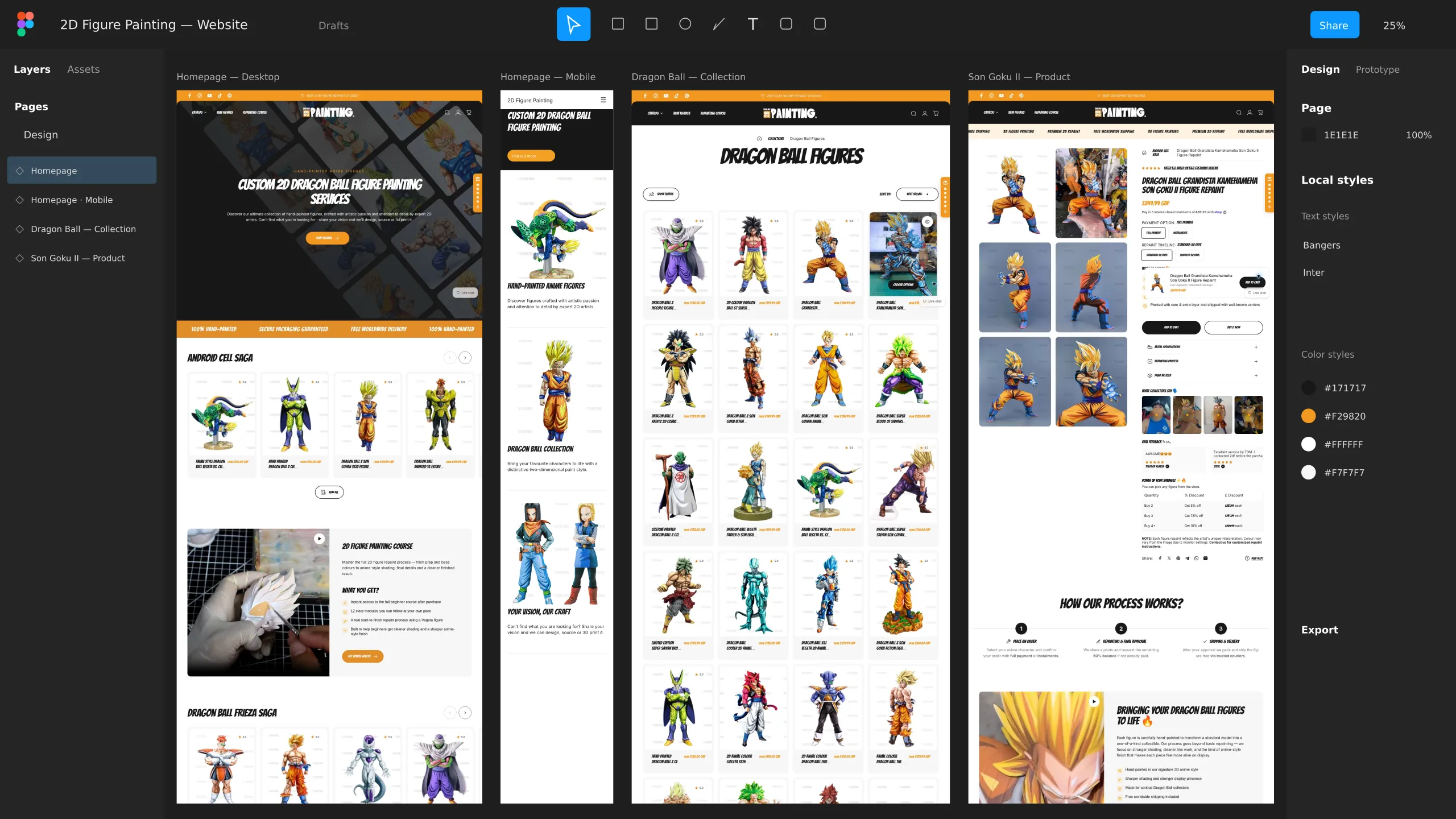 2D Figure Painting website shown on desktop and mobile devices.