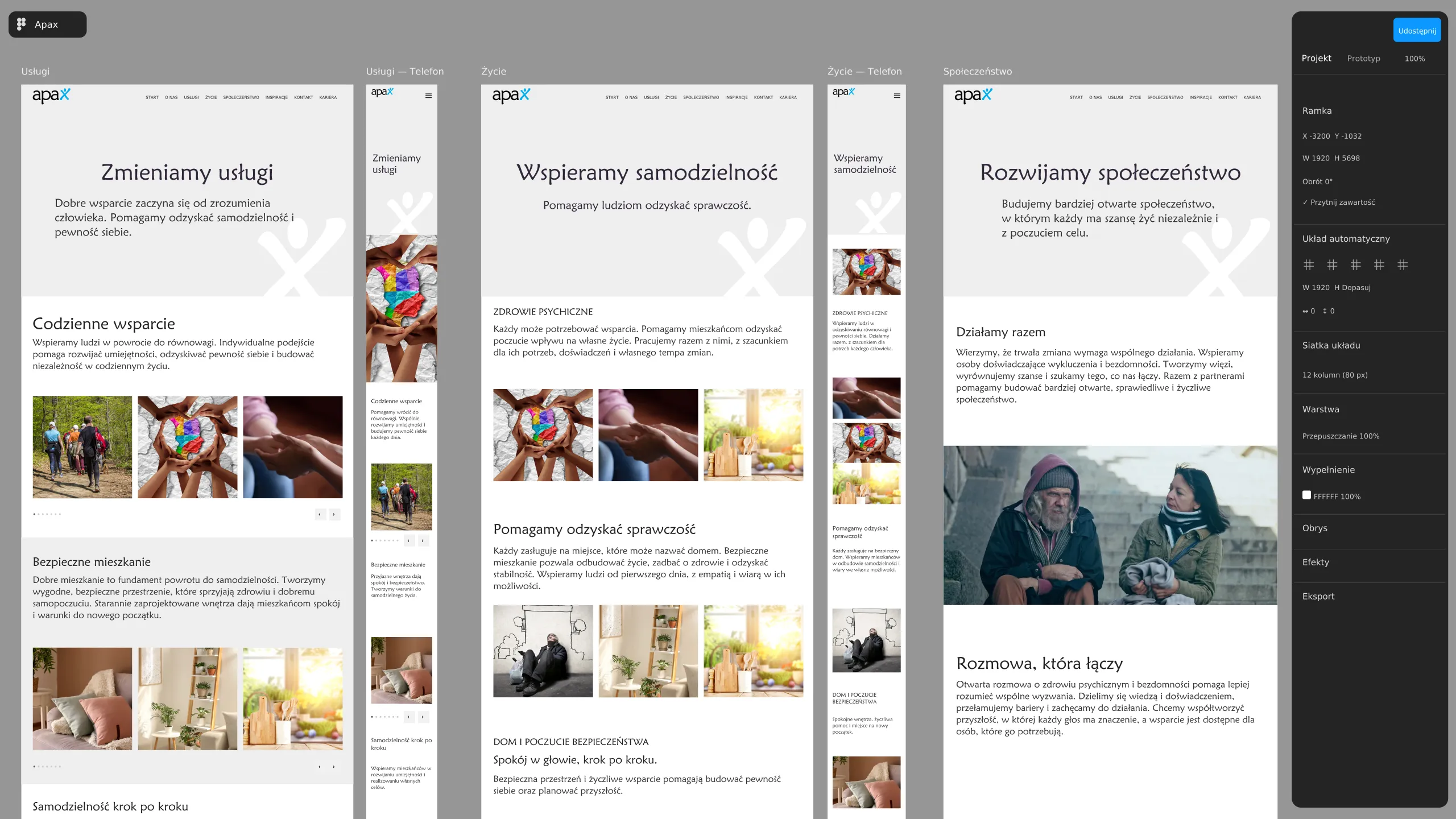 Strona Apax — widok desktop i mobile.