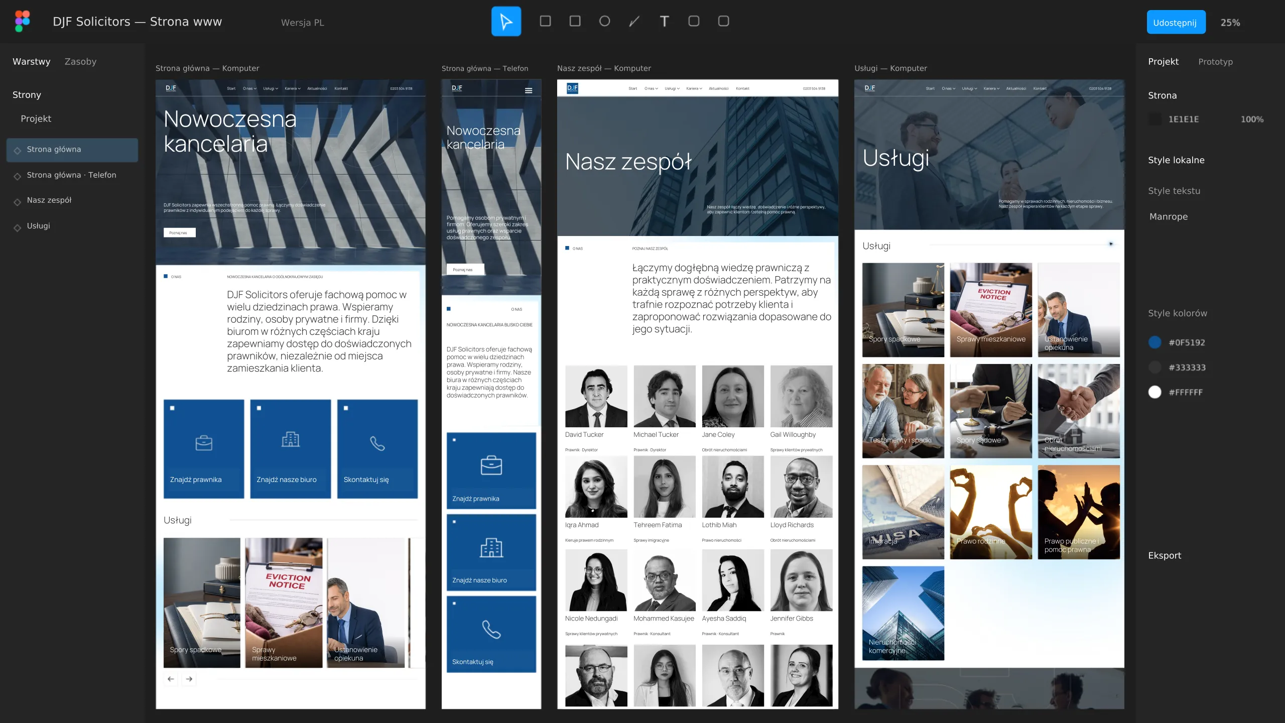 Strona DJF Solicitors — widok desktop i mobile.