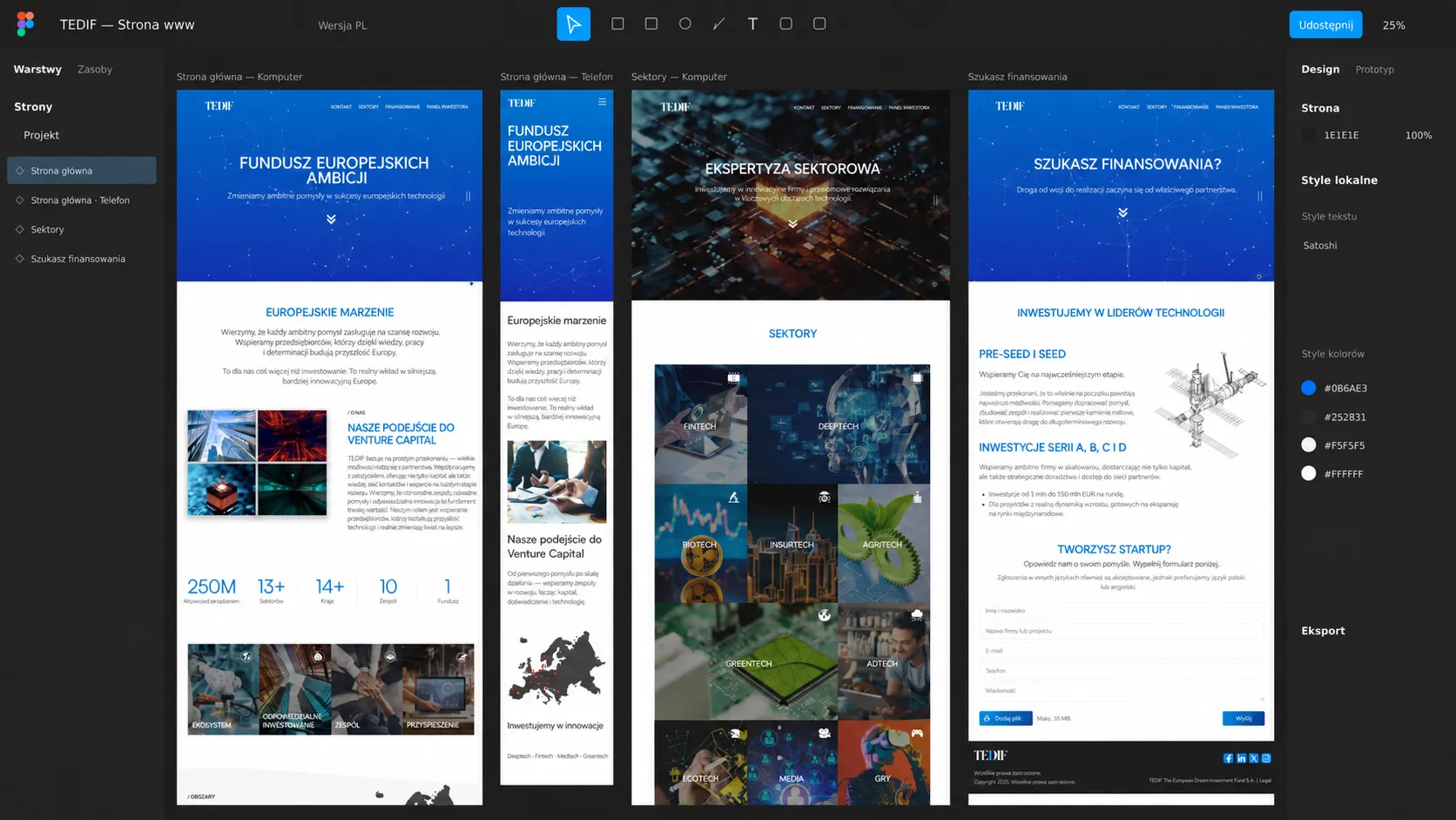 Strona Tedif — widok desktop i mobile.