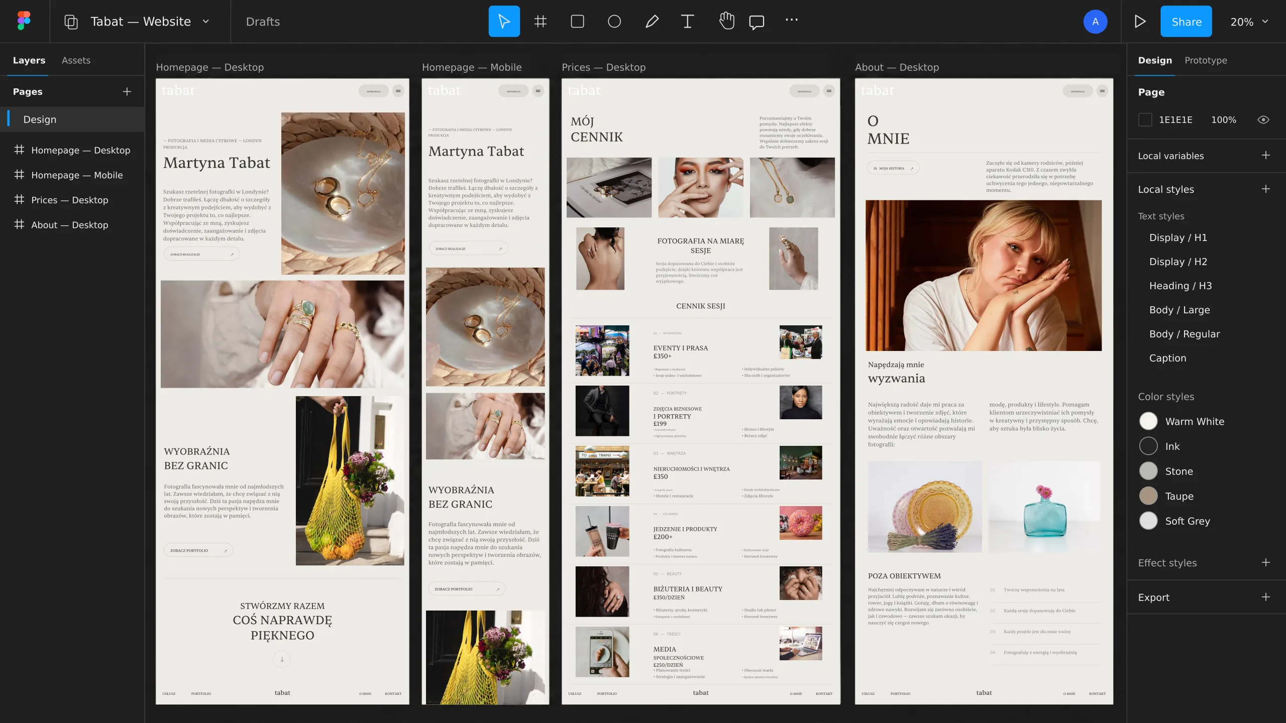 Strona Tabat — widok desktop i mobile.