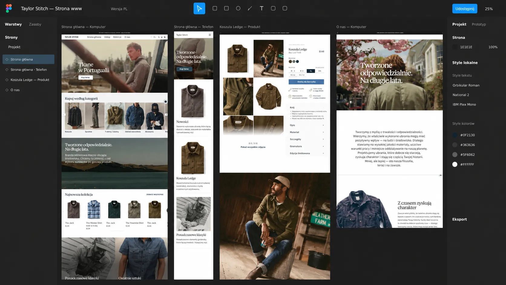 Strona Taylor Stitch — widok desktop i mobile.