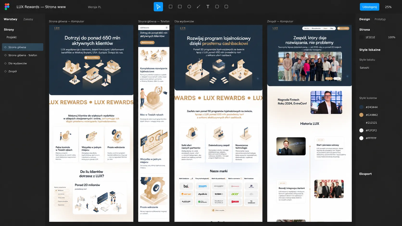 Strona LUX Rewards — widok desktop i mobile.