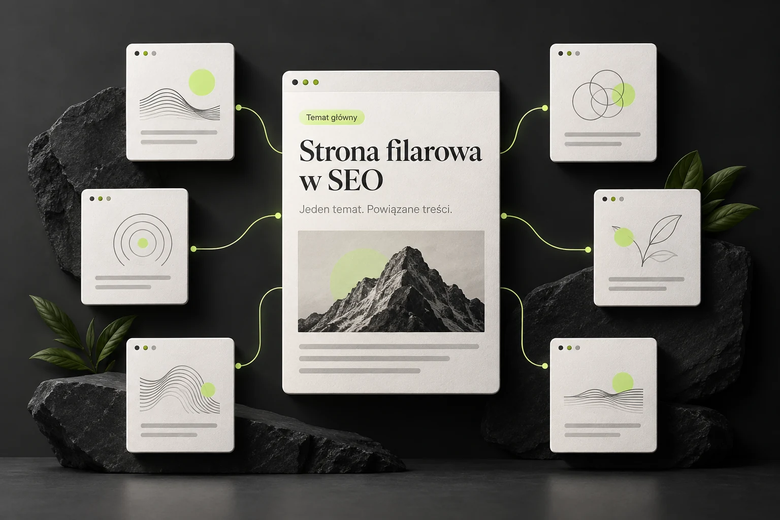 Strona filarowa w SEO połączona z artykułami szczegółowymi.