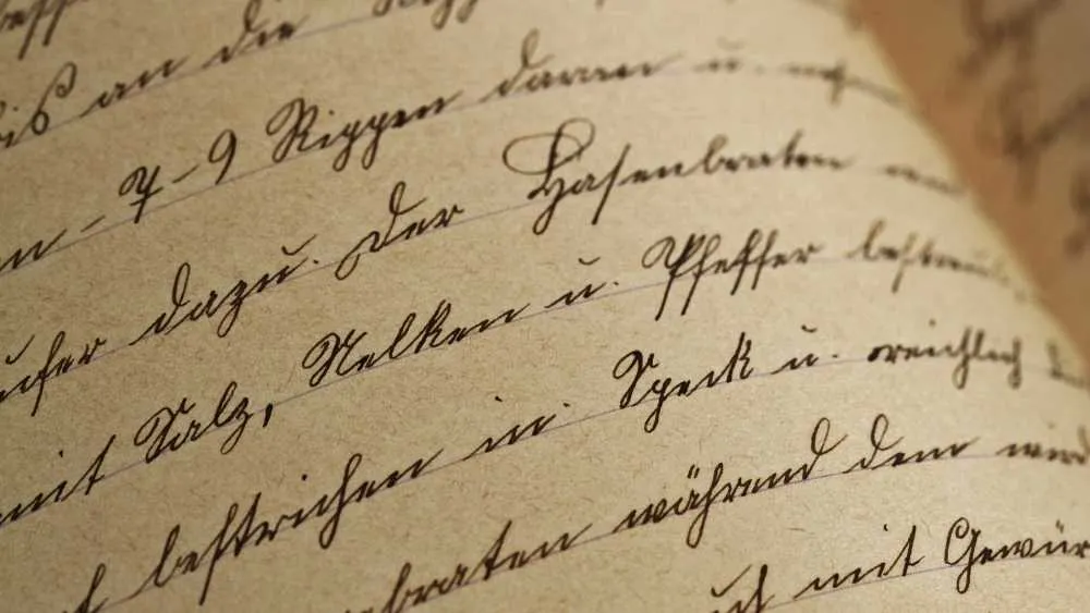 Close-up of handwritten script on paper
