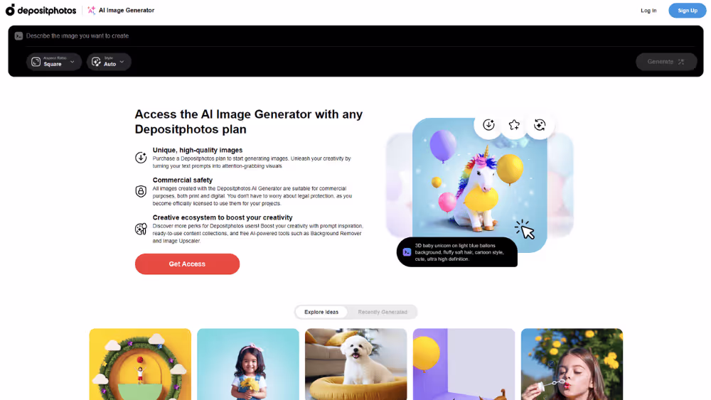 Depositphotos image generator page screenshot